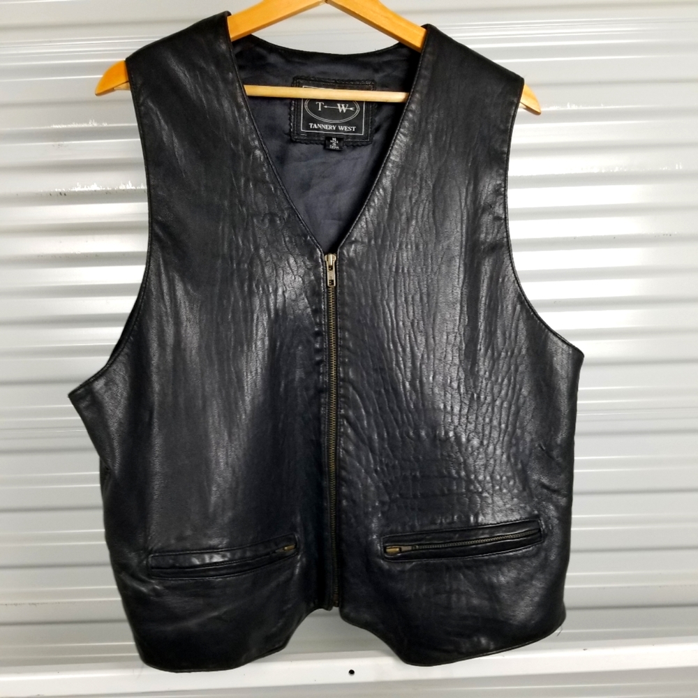 Mens Genuine Leather Vest black